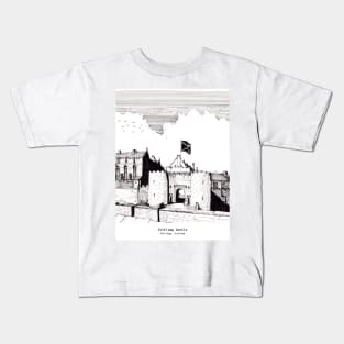 Stirling Castle Scotland Pen Ink Drawing Kids T-Shirt